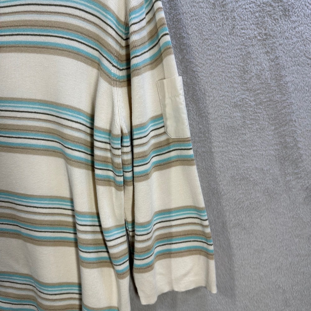 Liz Claiborne Woman Striped Boat Neck Sweater Cream Teal 3/4 Sleeve Plus Size 2X - Picture 3 of 8